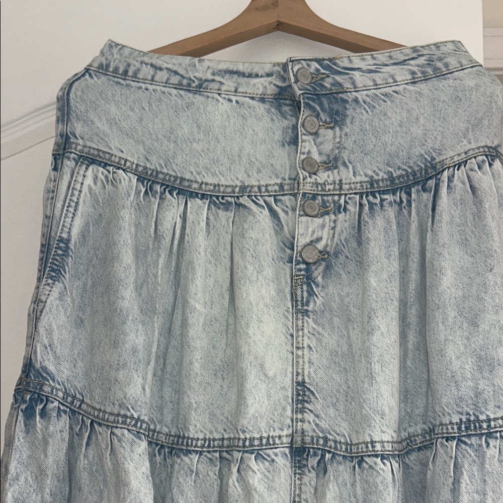 We The Free Faded Blue Denim Jeans maxi skirt NWOT sizeXS - Picture 2 of 5